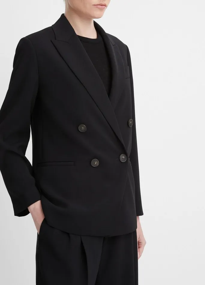 Vince Jackets and Outerwear Women Crepe DoubleBreasted Blazer Black