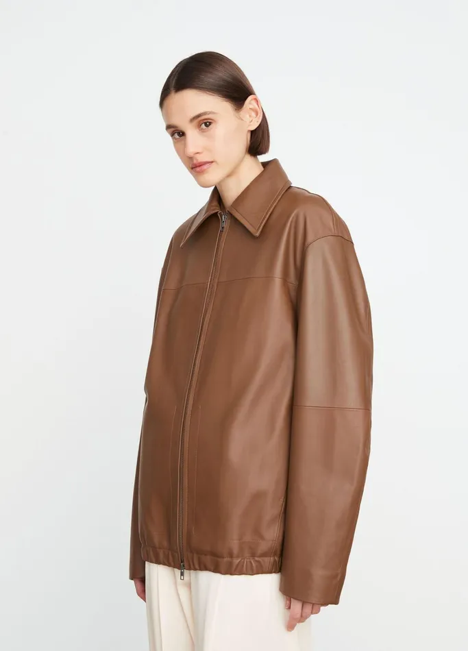 Vince Jackets and Outerwear Women Oversized Leather Bomber Jacket Canyon