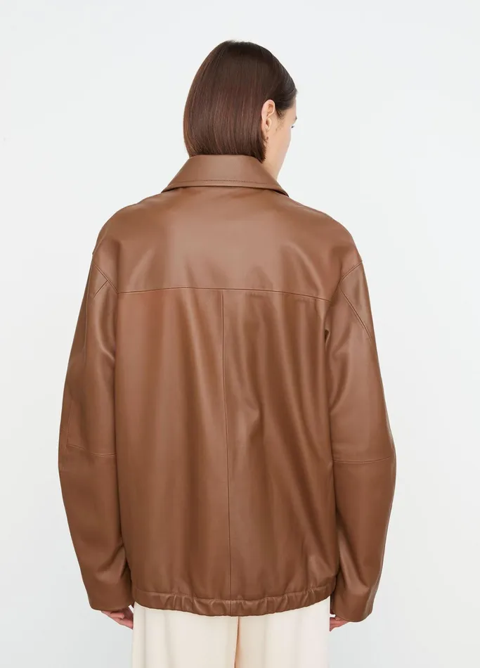 Vince Jackets and Outerwear Women Oversized Leather Bomber Jacket Canyon
