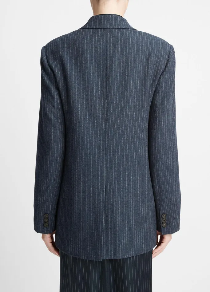 Vince Jackets and Outerwear Women Pinstripe Flannel Blazer Dark Obsidiansilver Dust