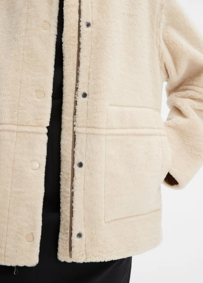 Vince Jackets and Outerwear Women Reversible Plush Shearling Jacket Creambeech