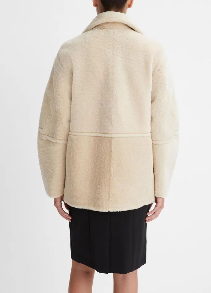 Vince Jackets and Outerwear Women Reversible Plush Shearling Jacket Creambeech