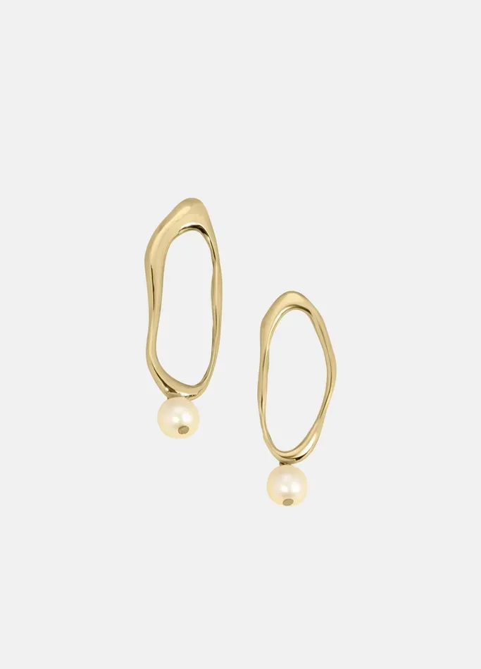 Vince Jewelry Women Modern Weaving Extruded Oval Bead Drop Earrings Bronze
