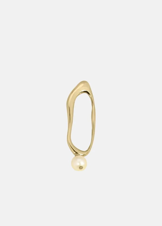 Vince Jewelry Women Modern Weaving Extruded Oval Bead Drop Earrings Bronze