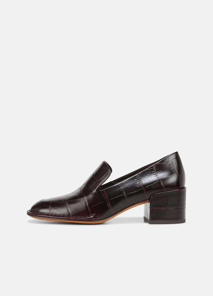 Vince Loafers and Mules Women Millie Leather Heeled Loafer Plum Wine
