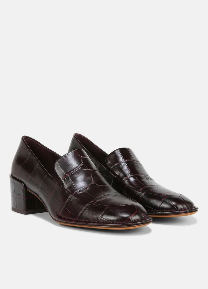 Vince Loafers and Mules Women Millie Leather Heeled Loafer Plum Wine