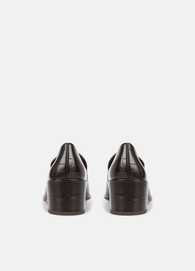Vince Loafers and Mules Women Millie Leather Heeled Loafer Plum Wine