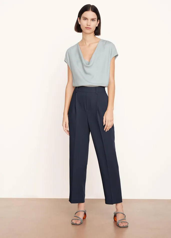 Vince Pants and Shorts Women MidRise Tapered PullOn Pant Coastal Blue
