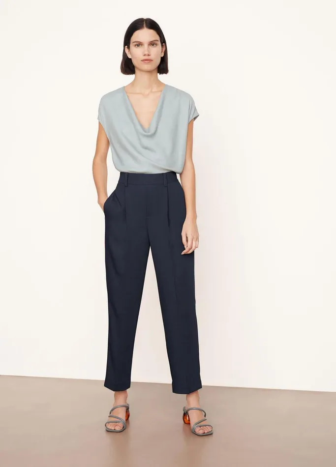Vince Pants and Shorts Women MidRise Tapered PullOn Pant Coastal Blue