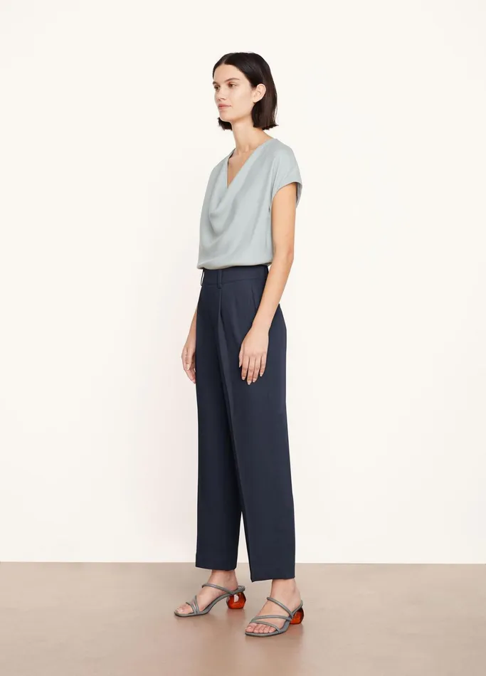 Vince Pants and Shorts Women MidRise Tapered PullOn Pant Coastal Blue