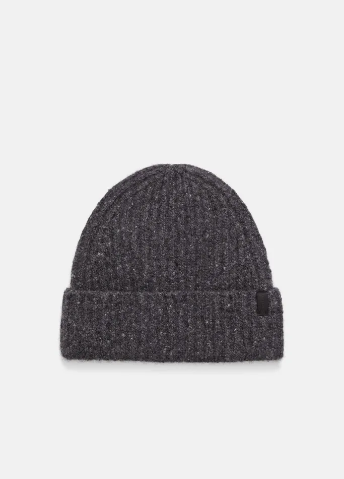 Vince Scarves Hats and Gloves Women Cashmere Donegal Rib Cuffed Hat Charcoal