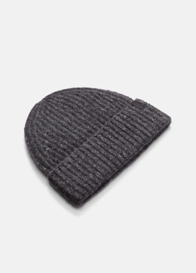 Vince Scarves Hats and Gloves Women Cashmere Donegal Rib Cuffed Hat Charcoal