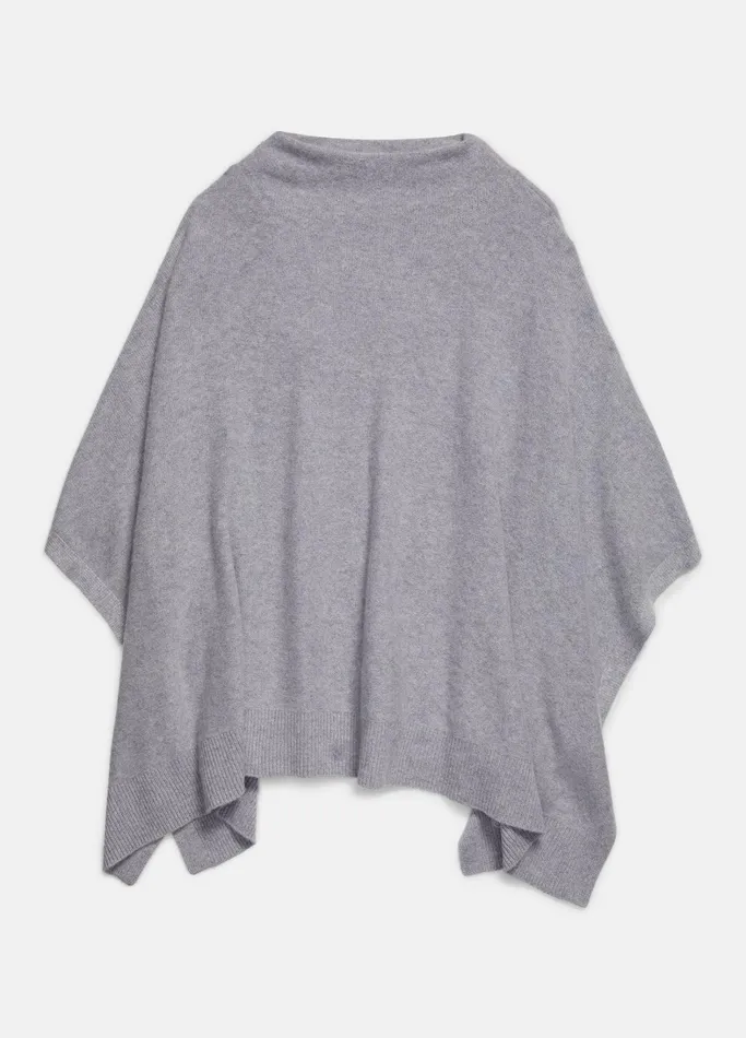 Vince Scarves Hats and Gloves Women Plush Cashmere Funnel Neck Poncho Heather Grey