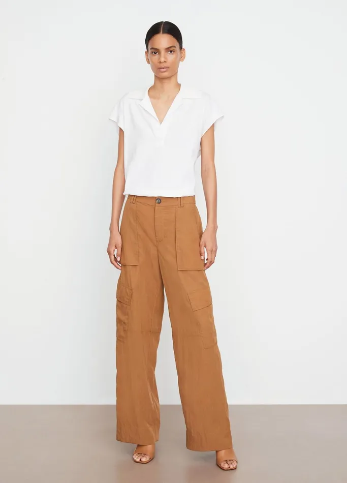 Vince Shirts and Tops Women CapSleeve Polo Popover Optic White
