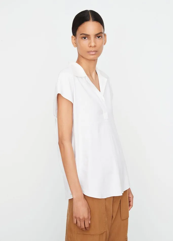 Vince Shirts and Tops Women CapSleeve Polo Popover Optic White