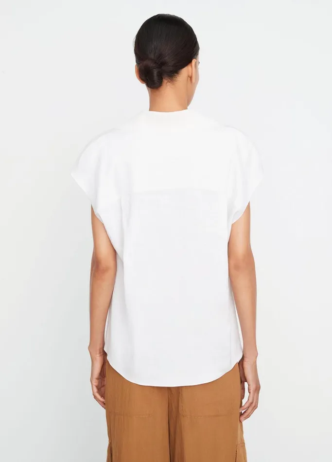Vince Shirts and Tops Women CapSleeve Polo Popover Optic White