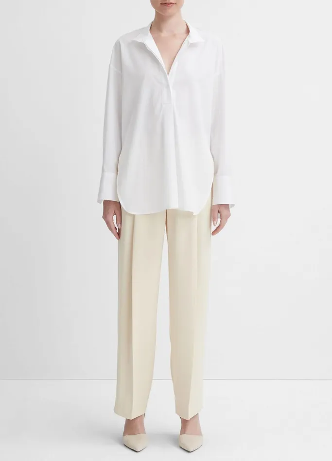 Vince Shirts and Tops Women HalfPlacket StandCollar Shirt Optic White