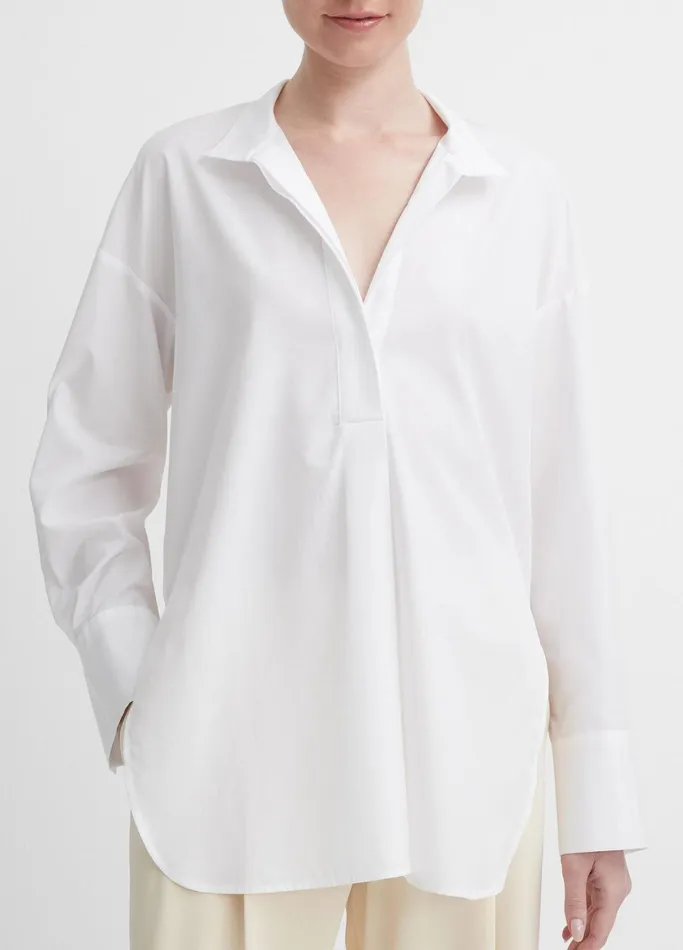 Vince Shirts and Tops Women HalfPlacket StandCollar Shirt Optic White