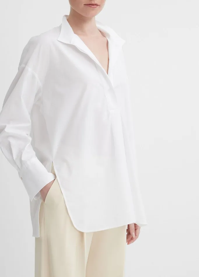 Vince Shirts and Tops Women HalfPlacket StandCollar Shirt Optic White