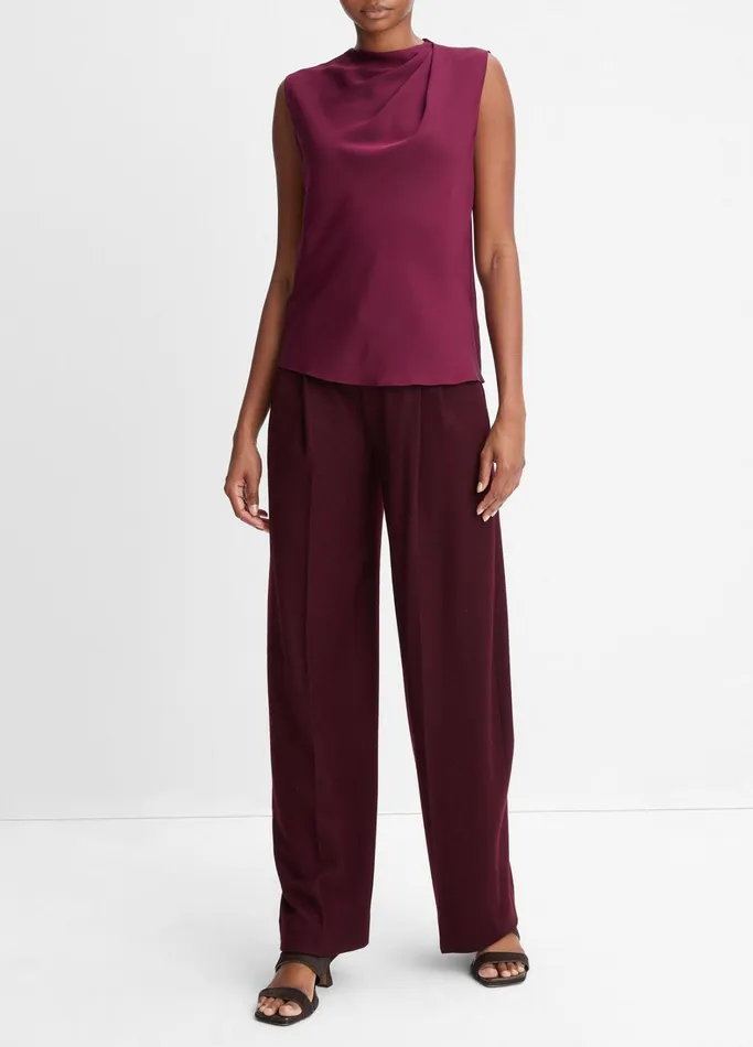 Vince Shirts and Tops Women StretchSilk Draped Sleeveless Blouse Cherry Wine