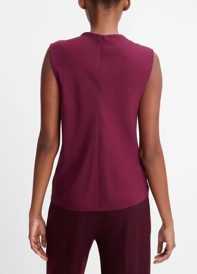 Vince Shirts and Tops Women StretchSilk Draped Sleeveless Blouse Cherry Wine