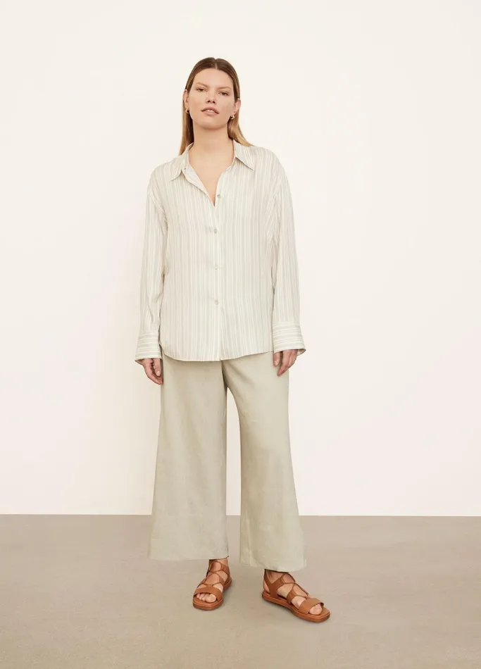 Vince Shirts and Tops Women Stripe Sculpted Long Sleeve Shirt Off White