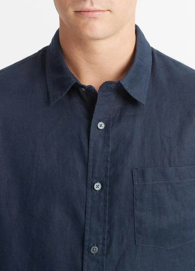 Vince Shirts Men Linen LongSleeve Shirt Coastal Blue