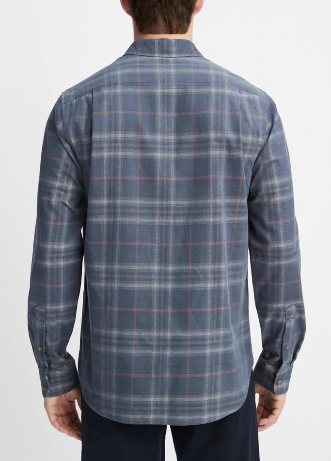 Vince Shirts Men Plaid Cotton Corduroy Shirt Iris Bluechalk Pink