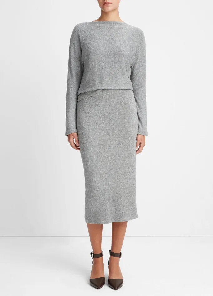 Vince Skirts Women Cozy Midi Skirt Heather Silver Dust