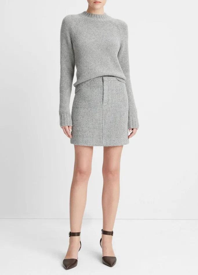 Vince Skirts Women PebbleTextured Mini Skirt Silver Dust