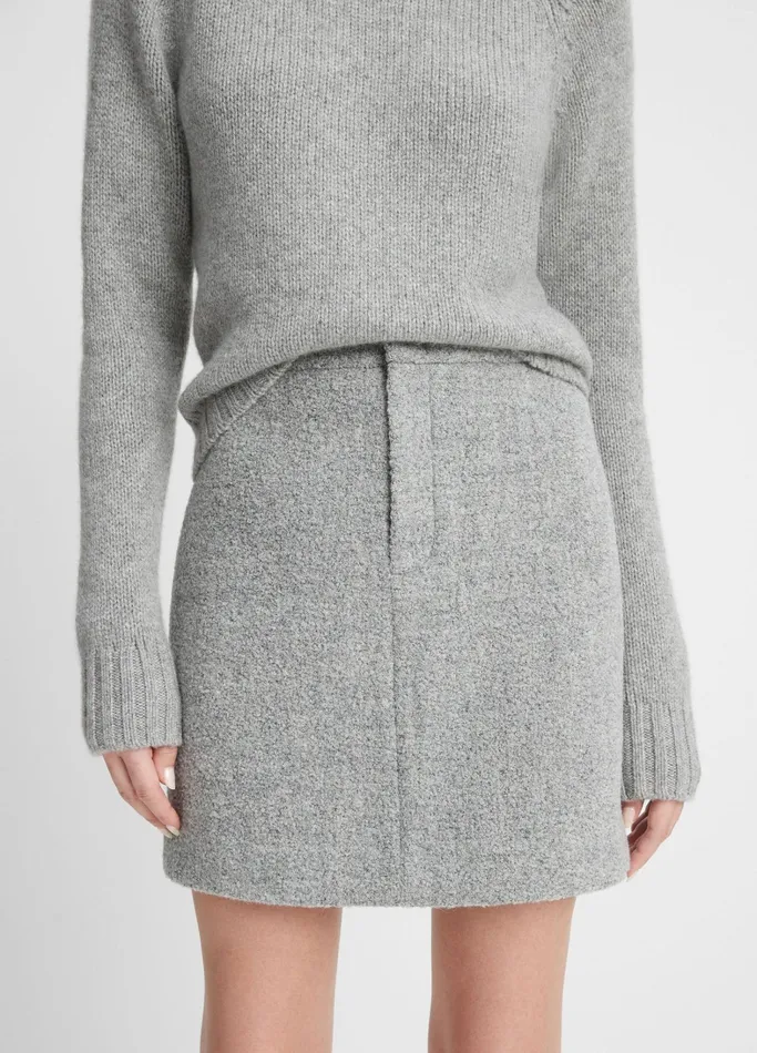 Vince Skirts Women PebbleTextured Mini Skirt Silver Dust
