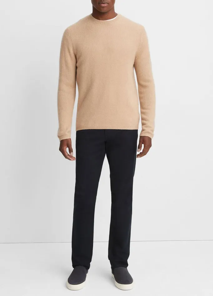 Vince Sweaters Men Cashmere Crew Neck Shirt Camel