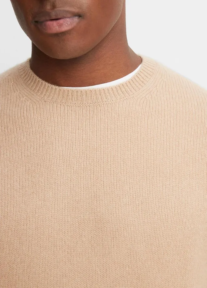 Vince Sweaters Men Cashmere Crew Neck Shirt Camel