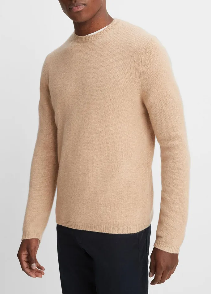 Vince Sweaters Men Cashmere Crew Neck Shirt Camel