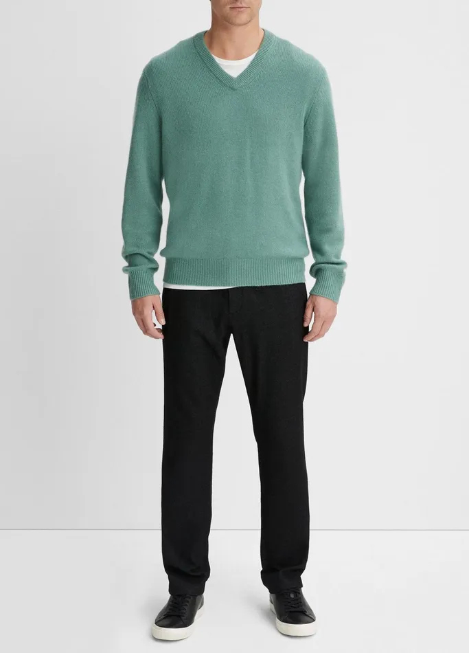 Vince Sweaters Men Cashmere VNeck Sweater Mineral Green