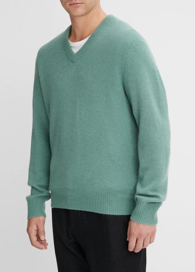 Vince Sweaters Men Cashmere VNeck Sweater Mineral Green