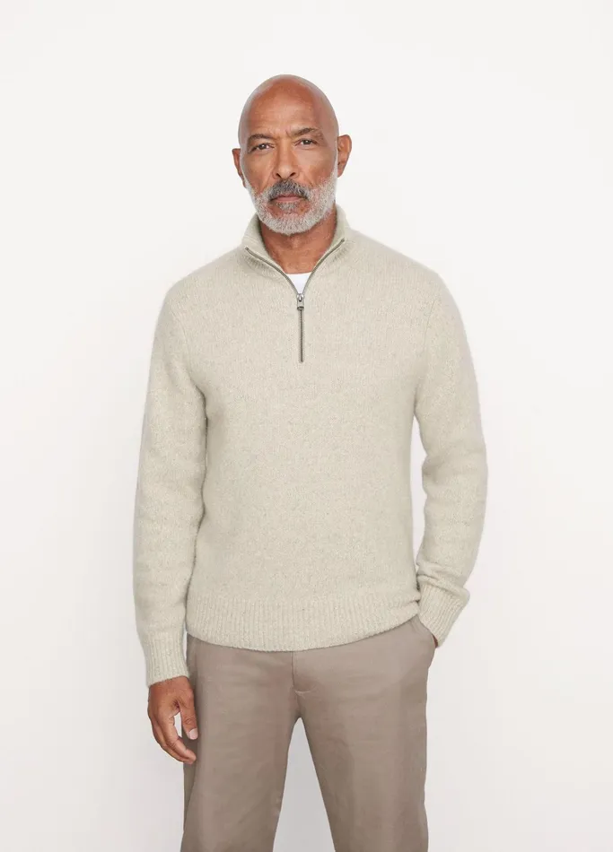 Vince Sweaters Men Donegal Cashmere QuarterZip Sweater Light Runyon