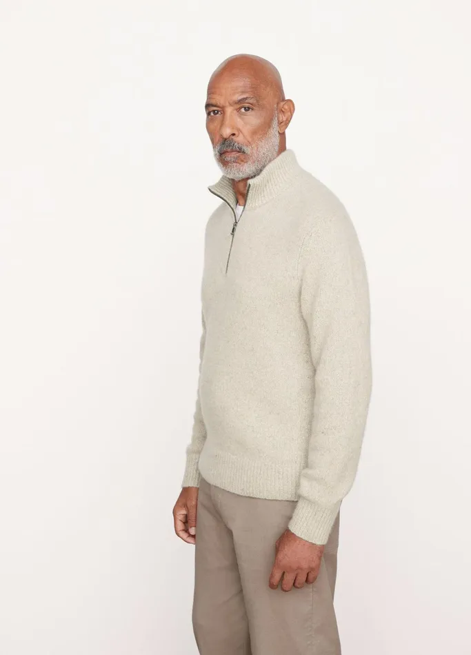 Vince Sweaters Men Donegal Cashmere QuarterZip Sweater Light Runyon