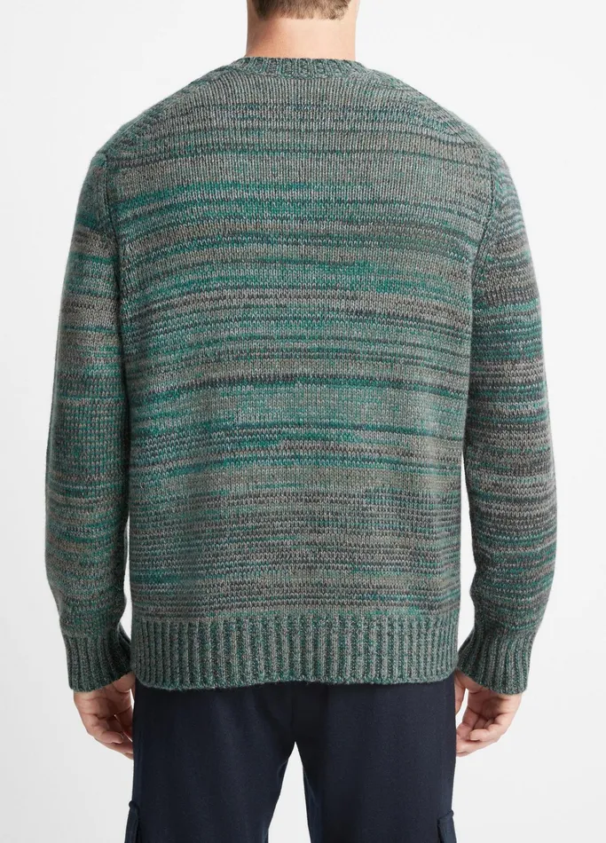 Vince Sweaters Men Marled CashmereWool Crew Neck Sweater Olive Cove Combo