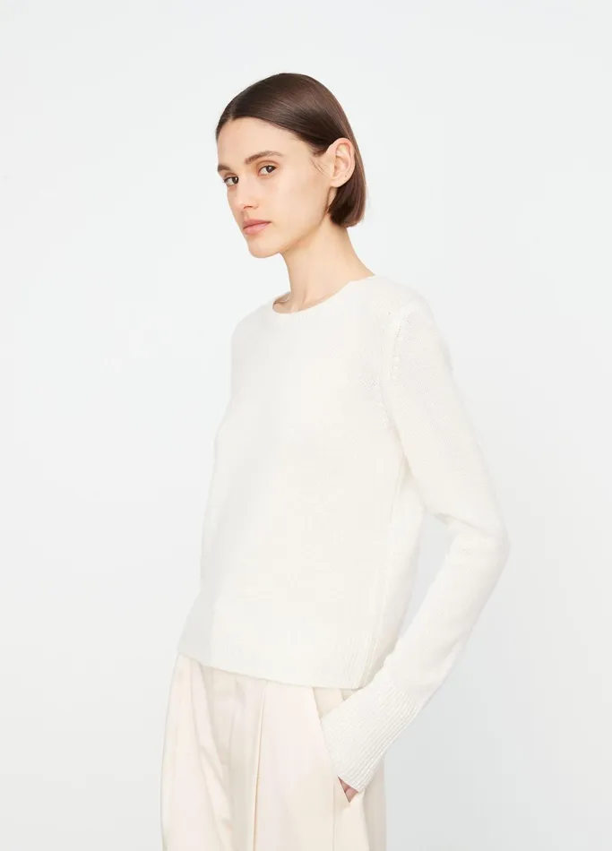 Vince Sweaters Women Cashmere Classic Crew Neck Sweater Off White