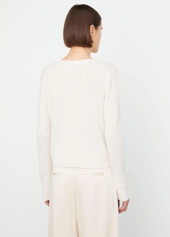 Vince Sweaters Women Cashmere Classic Crew Neck Sweater Off White