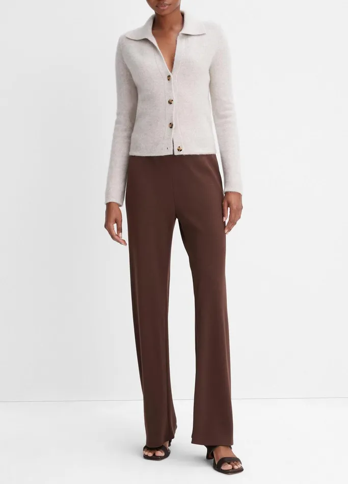Vince Sweaters Women Plush Cashmere Polo Cardigan Marble