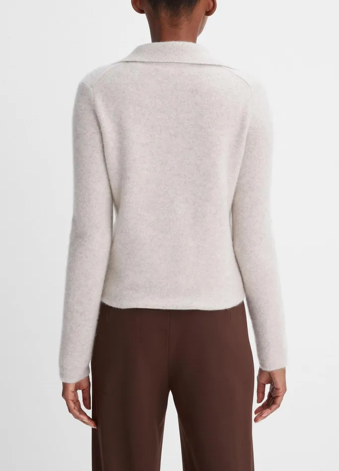 Vince Sweaters Women Plush Cashmere Polo Cardigan Marble