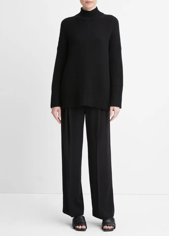 Vince Sweaters Women Wool And Cashmere Trapeze Turtleneck Sweater Black