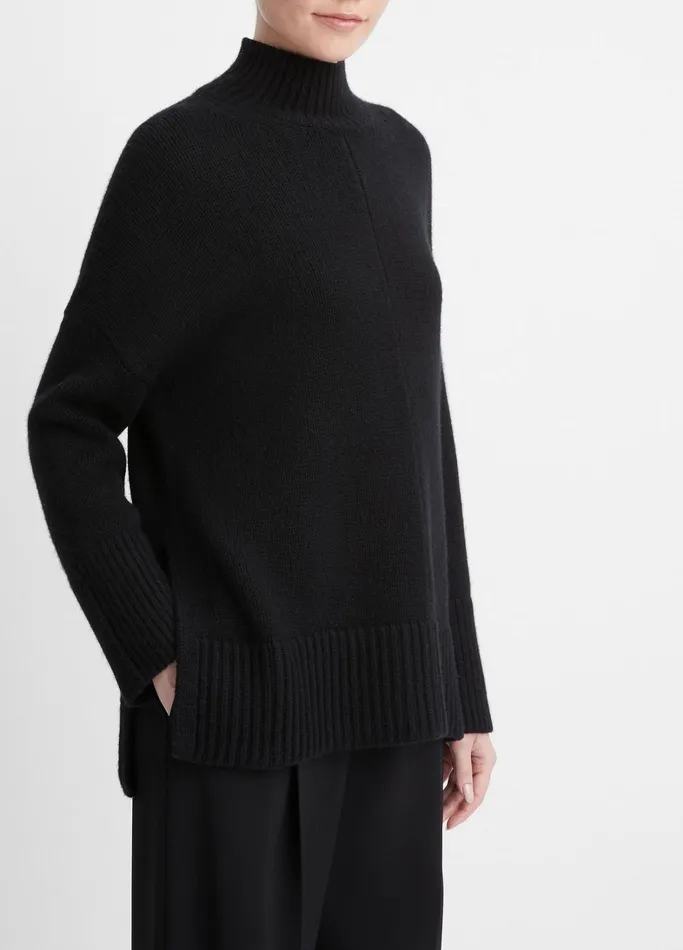 Vince Sweaters Women Wool And Cashmere Trapeze Turtleneck Sweater Black