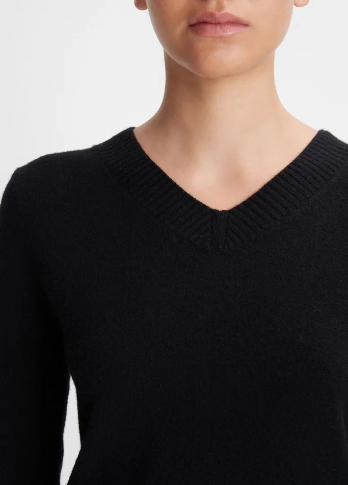 Vince Sweaters Women WoolBlend Cropped VNeck Pullover Black