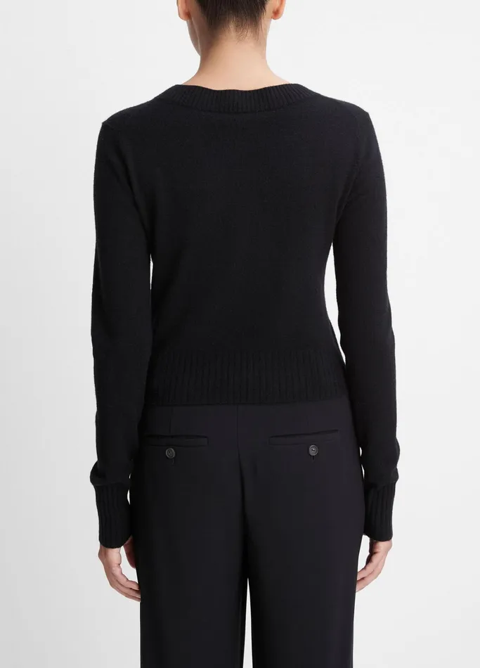 Vince Sweaters Women WoolBlend Cropped VNeck Pullover Black