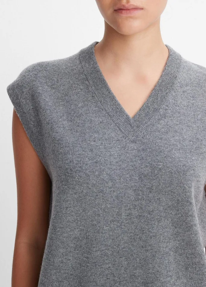 Vince Sweaters Women WoolBlend VNeck Sweater Vest Heather Flint