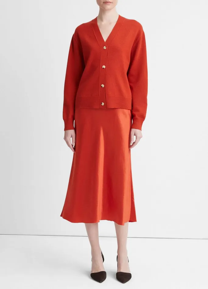 Vince Sweaters Women WoolCashmere HighButton Cardigan Vermillion