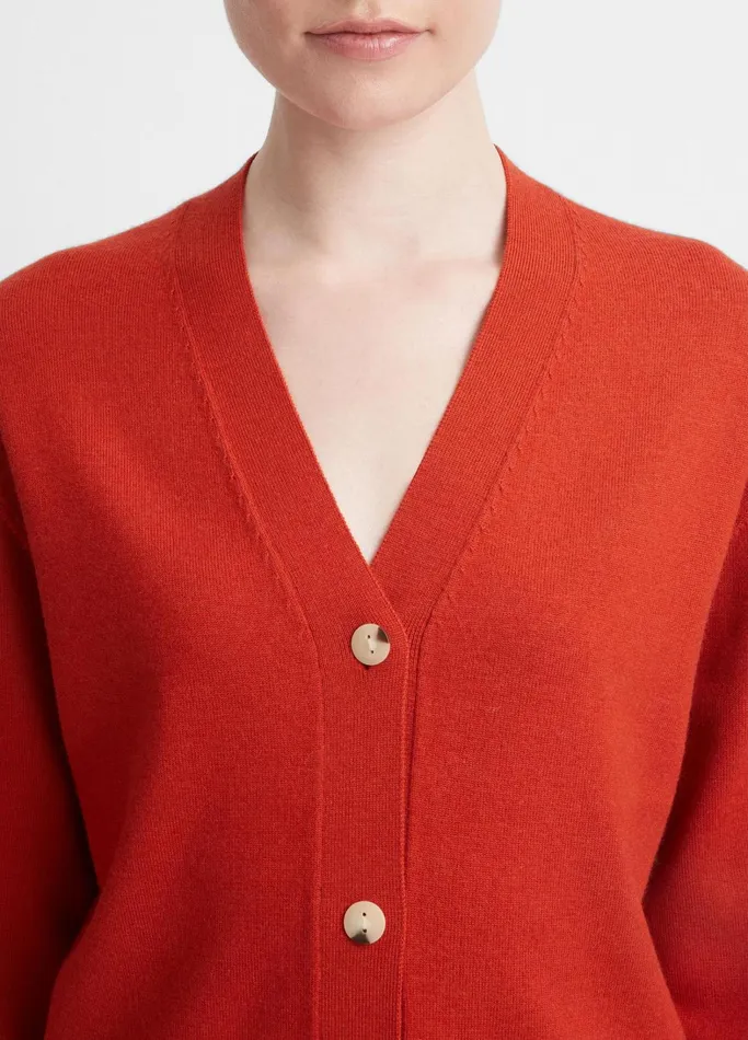 Vince Sweaters Women WoolCashmere HighButton Cardigan Vermillion